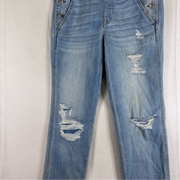 AMERICAN EAGLE Women’s Size XS Denim Jean Bib Overalls Tomgirl Style Destructed - Picture 4 of 16